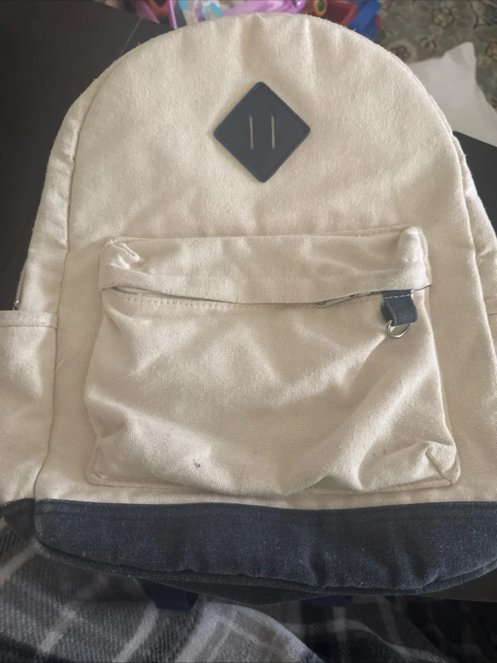 wild fable Cream and Navy Canvas Backpack